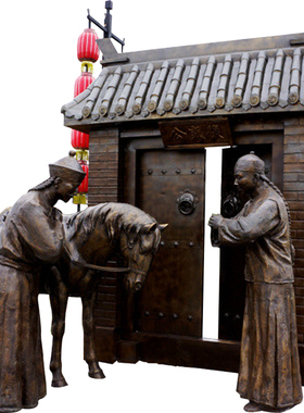 古代人物礼仪请安玻璃钢雕塑园林