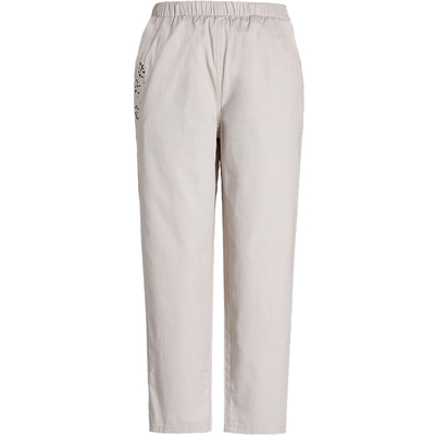 豪太太妈妈裤子春季松紧腰纯棉白色直筒裤宽松中老年女裤薄款全棉