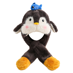 儿童帽子围巾一体帽秋冬季男孩男宝宝毛绒加厚保暖女童男童护耳帽