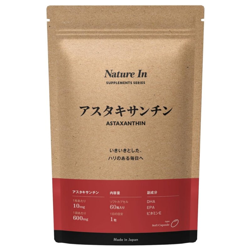 日本代购Nature In 高浓度虾青素胶囊 DHA+EPA+Omega-3+维生素 E