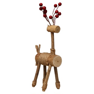 手工木制作小鹿装饰摆件木质房间桌面布置家居饰品创意木头工艺品