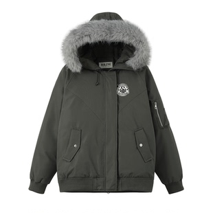 实拍黄子弘凡同款NICEBAD原WORKSOUT连帽毛领派克羽绒棉服保暖