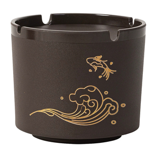 电木小型桌面烟灰缸带盖创意个性潮流防飞灰家用客厅高档收纳烟罐