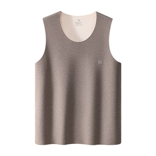 MiiOW/猫人保暖背心男士加绒加厚打底衫德绒无痕发热无袖内搭内衣