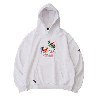 ACTIONS 斗鸡刺绣毛圈连帽卫衣恒温暖皮美式重磅BOXY短款廓形上衣