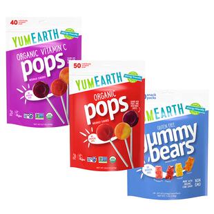 美国YumEarth牙米滋水果VC棒棒糖有机硬糖果低卡多种口味儿童零食