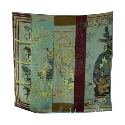 盈妹silk信马由缰绿色真丝小方巾