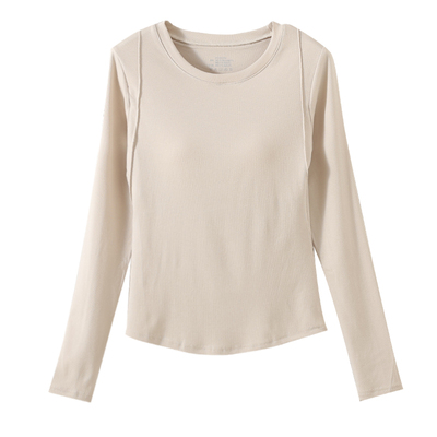 带胸垫女士圆领磨毛保暖内衣