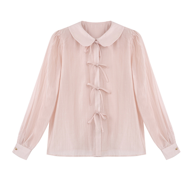 JeJuna炸鸡欧尼系带微透衬衫