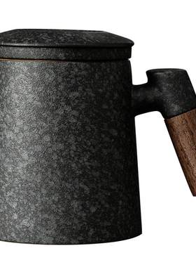 陶瓷茶水分离杯子男士个人高档