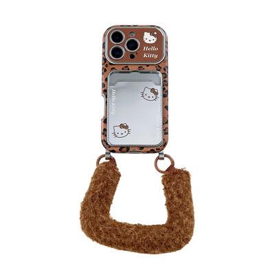 美拉德棕豹纹kt镜子卡包手机壳