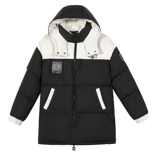 初中学生工装派克羽绒服90绒少女大童高中女生韩版中长款冬装外套