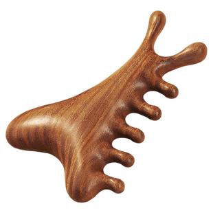 四合一多功能头皮檀木按摩梳子头部脱发头疗脸部刮痧疏通经络神器