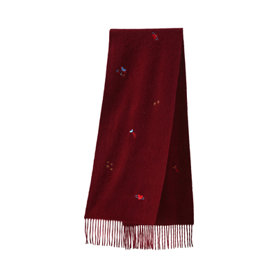 ELLE100%绵羊毛刺绣围巾