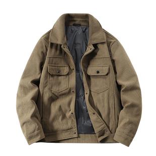 秋冬新款羽绒服男潮流宽松休闲翻领灯芯绒外套男轻便保暖冬装上衣