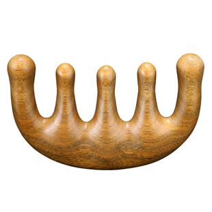 绿檀木按摩梳头部经络梳头皮梳子五经头发便携五齿宽齿脸眼部头疗