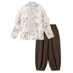 男童春装日常可穿长袖汉服套装2026新款儿童新中式国风演出服唐装