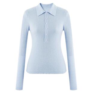 【反季清仓】秋水伊人奥莱细腻柔软修身针织衫女冬简约绣花羊绒衫