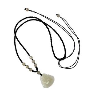 大善堂保真和田玉弥勒佛项链天然老坑玉石小佛公吊坠男女马年礼物