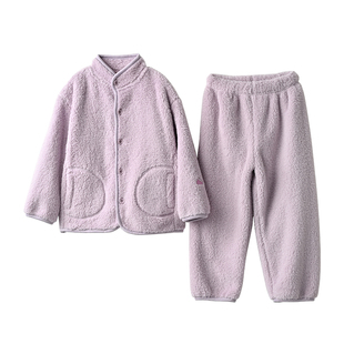 儿童棉花绒家居套装 男童女童长袖长裤睡衣 保暖 中大童 冬款童装