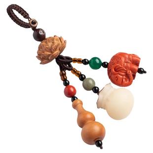 普陀山桃木葫芦钱袋钥匙扣朱砂象汽车钥匙挂件菩提福袋包包挂饰