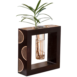 异丽实木花瓶摆件客厅插花水养植物小玻璃瓶餐桌装饰创意水培器皿