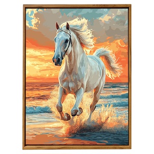 高级感马到成功DIY数字油画手工绘填充涂色骏马奔腾客厅装饰挂画
