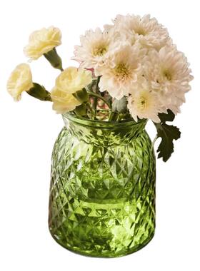 复古收口玻璃花瓶轻奢透明插花