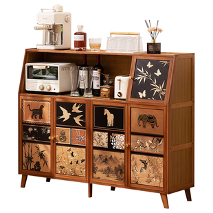 厨房餐边柜子储物柜家用靠墙客厅落地橱柜中古风置物柜咖啡茶水柜