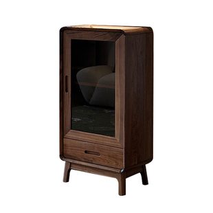 MIZEO米卓/北美黑胡桃木边柜电视柜现代中古风客厅斗柜实木柜子