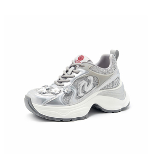 【林允同款】Talitaqoom银色老爹鞋蔷薇花厚底休闲鞋tq女鞋运动鞋