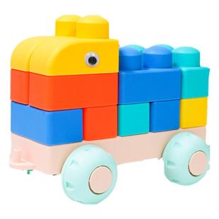 软积木婴儿可啃咬软胶硅婴儿宝宝牙胶6个月大块九抓握训练1岁早教