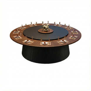 现代极简酒店轻奢岩板电动餐桌大圆桌别墅会所餐厅大理石宴会桌椅