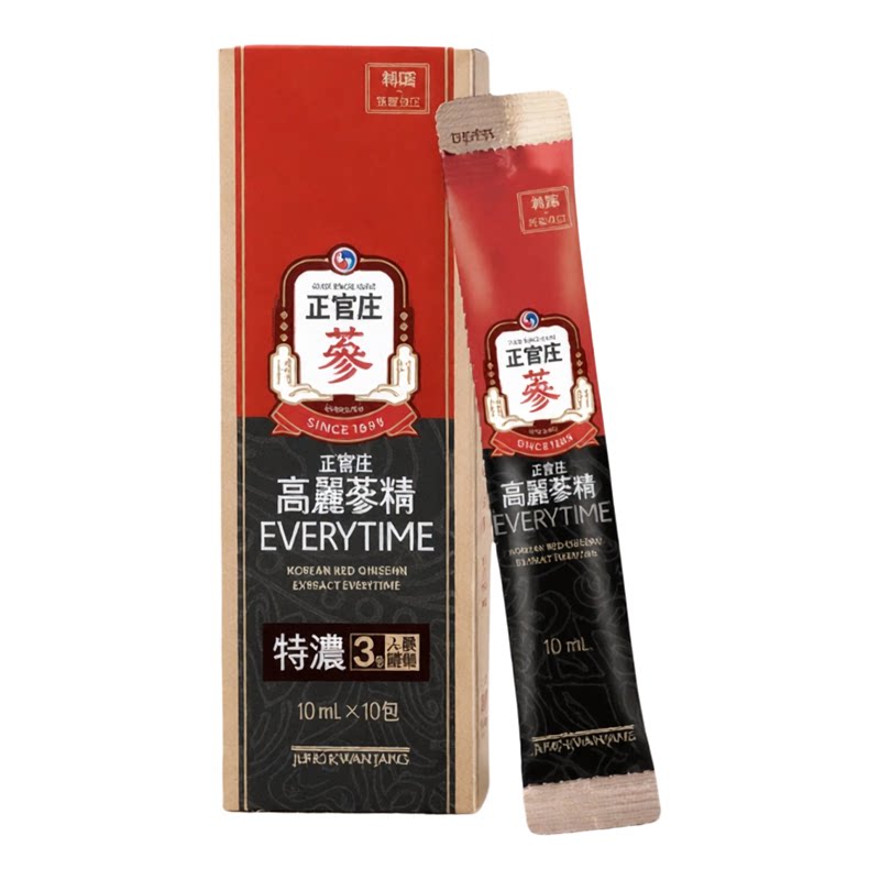 正官庄 特浓3克EVERYTIME高丽参精小盒10条100ml缓解疲劳提升活力