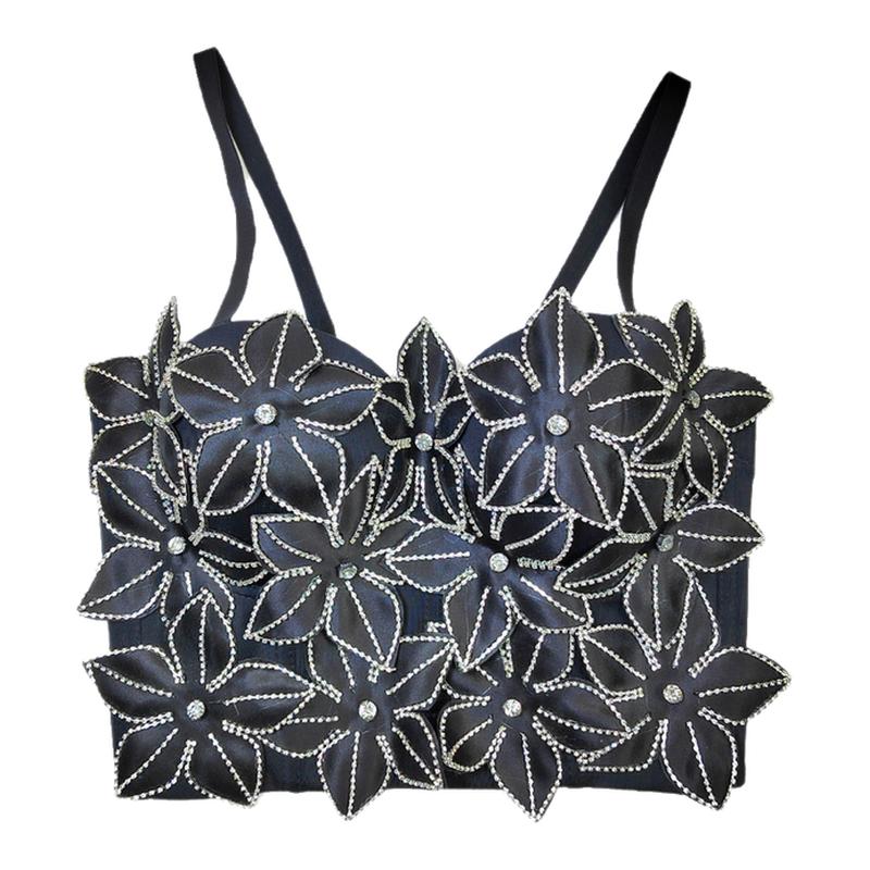 立体花钉钻背心吊带外穿胸衣女团