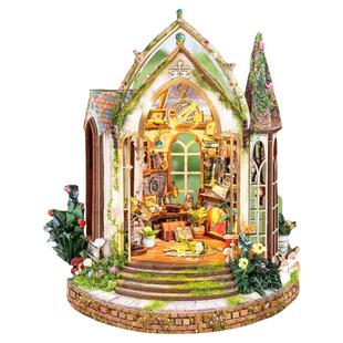 西西弗鲸空木质拼装手工diy梦境花研所感应积木花园模型手工拼装