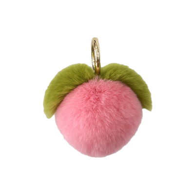 可爱獭兔毛小桃子汽车钥匙扣挂件