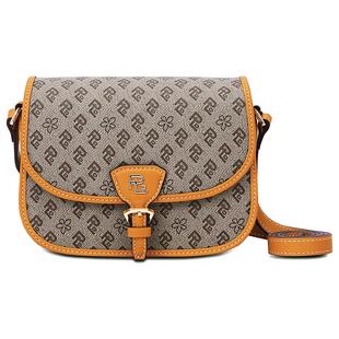 保兰德PLD真皮包包女款马鞍包老花pvc休闲磁吸单肩斜挎包