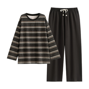 悦内睡衣男士春秋季纯棉长袖长裤家居服男款四季通用休闲圆领大码