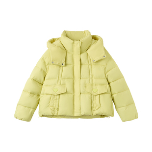 快鱼棉服女款2025年冬季新款超柔超轻带帽厚短款棉衣时尚外套冬装