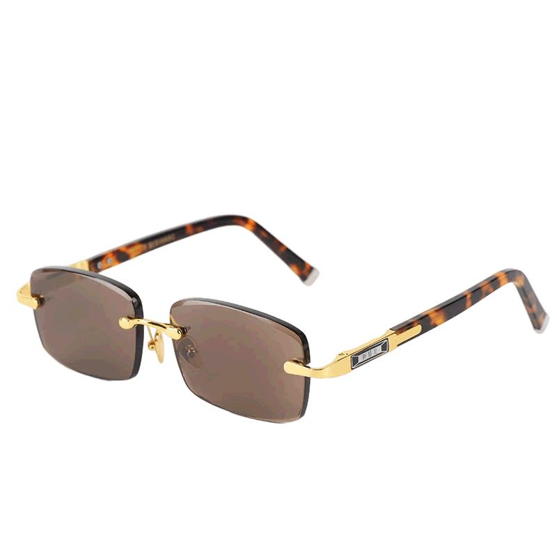 天然水晶石头镜方形太阳镜开车清凉原石切边茶色男款女士眼镜墨镜