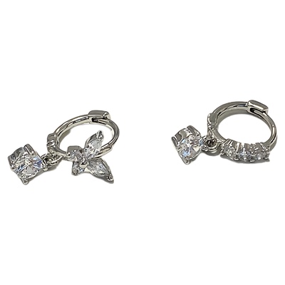 Pink Daily超闪锆石蝴蝶耳环女满钻气质耳圈双耳洞耳坠高级感耳饰