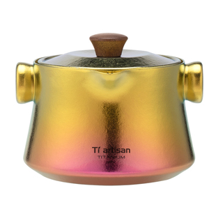 钛工匠纯钛泡茶器户外露营钛合金便携旅行茶具套装双层防烫钛茶具