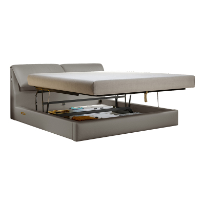 德联尚品真皮电动平移储物气压床