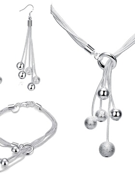 925银首饰套装女吊坠手链