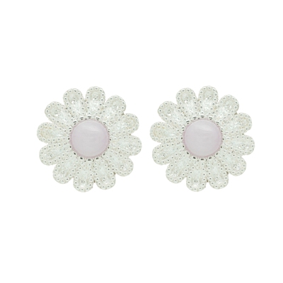 CLOSENSE紫锂辉水晶银色雏菊耳饰