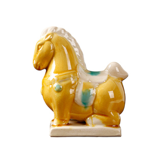 洛阳文创唐三彩摆件吉祥小马工位情绪稳定摆件桌面萌宠陶瓷小摆件