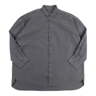 法国Casey Casey棉纸料弧形下摆干爽自然皱褶微宽松长袖衬衫三色