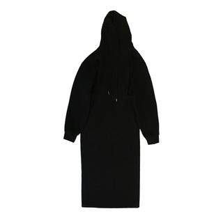 高级感黑色长袖连衣裙女长款收腰气质显瘦高腰卫衣裙裙子秋季新款