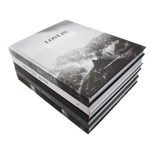 简约黑白灰精装外文组装饰品书摆件现代样板房书柜英文书陈设家居